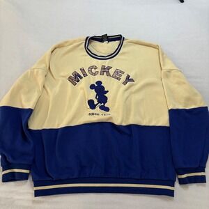 Disney Our Universe Mickey Mouse Colorblock Sweatshirt Mens 2X Cream Blue Plaid